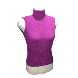 City Silk Womens Magenta Sleeveless Turtleneck Sweater Knitwear Size Large 70% S